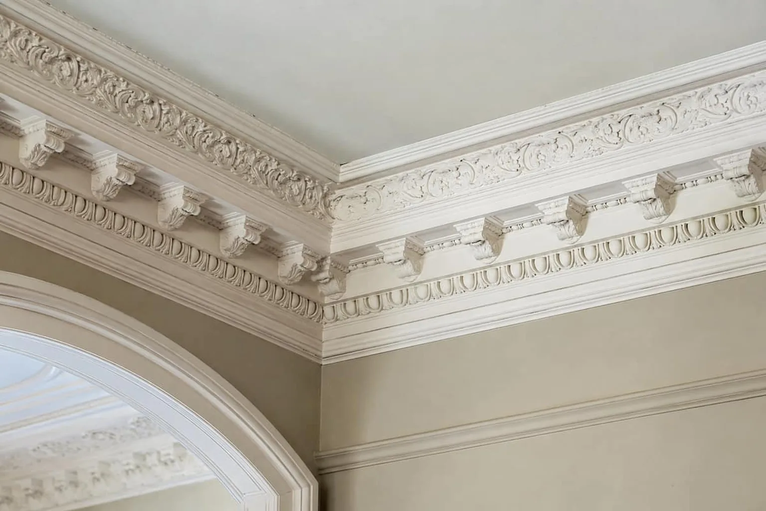 Ornate decorative cornice running around the ceiling of a Perth heritage home